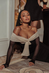 Perfect Worlds Off Shoulder Maxi Dress Black